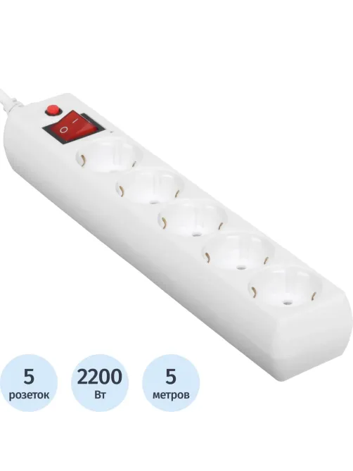 Сетевой фильтр Buro 500SH-5-W 5м (5 розеток) белый