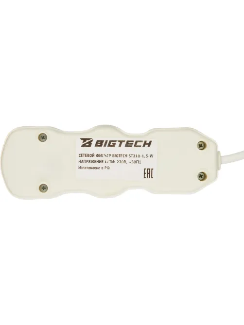 Сетевой фильтр BigTech ST210-1,5-W(2р/1,5м/10А/2,2кВт/3х0,75 мм2/белый)