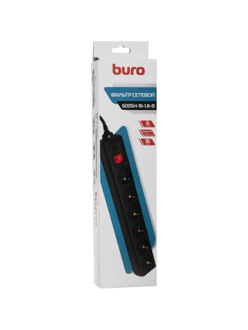 Сетевой фильтр Buro 600SH-1.8-B 1.8м (6 розеток) черный