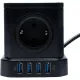 Сетевой фильтр Cablexpert Tower 5р/3м, 10А, 4хUSB, черный(TWR-5-U4-B-3)