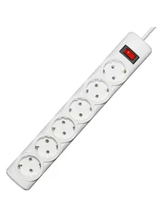 Сетевой фильтр PROGIX PG644 6р/10м/3,5кВТ/16А заземление, белый, ПВС 3х1.5