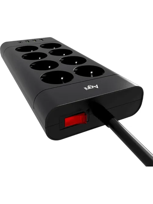 Сетевой фильтр AGNI 8р/5м,3USB,1TYPE-C 20W,черный(TP-FA4U8E-C-5m-black)