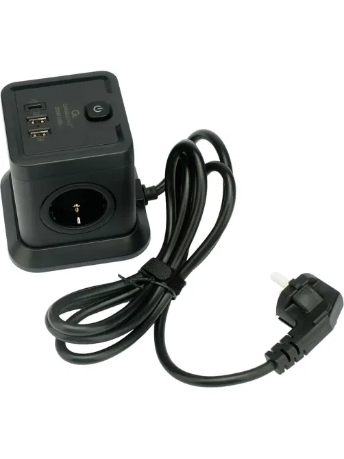 Сетевой фильтр Cablexpert Tower 4р/2м, 10А, 2хUSB, черный(TWR-4-CU2-B-2)