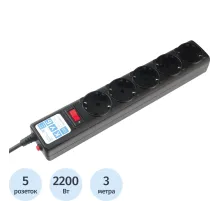 Сетевой фильтр Power Cube B 3.0 м 5 розеток (черный) 10А/2,2кВт(SPG5-С3)