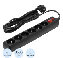 Сетевой фильтр Buro 600SH-16-5-B 5м (6 розеток) черный