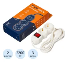 Сетевой фильтр BigTech ST210-3-W(2р/3м/10А/2,2кВт/3х0,75 мм2/белый)