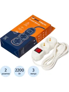 Сетевой фильтр BigTech ST210-3-W(2р/3м/10А/2,2кВт/3х0,75 мм2/белый)