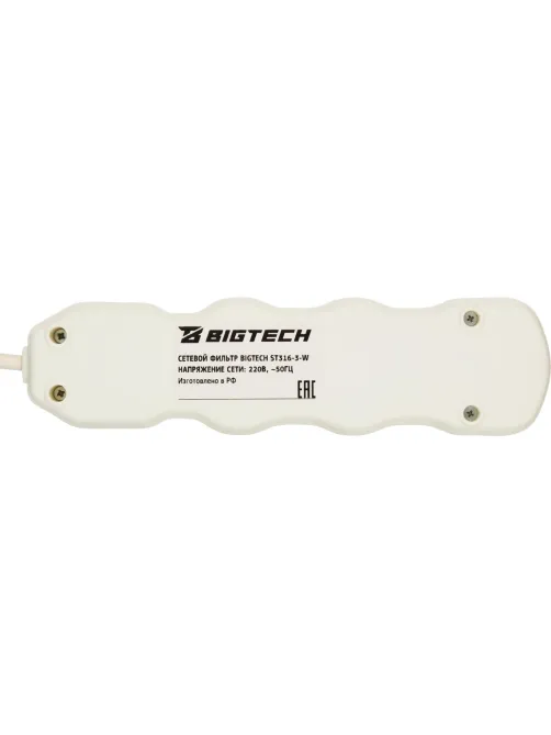 Сетевой фильтр BigTech ST310-1,5-W(3р/1,5м/10А/2,2кВт/3х0,75 мм2/белый)
