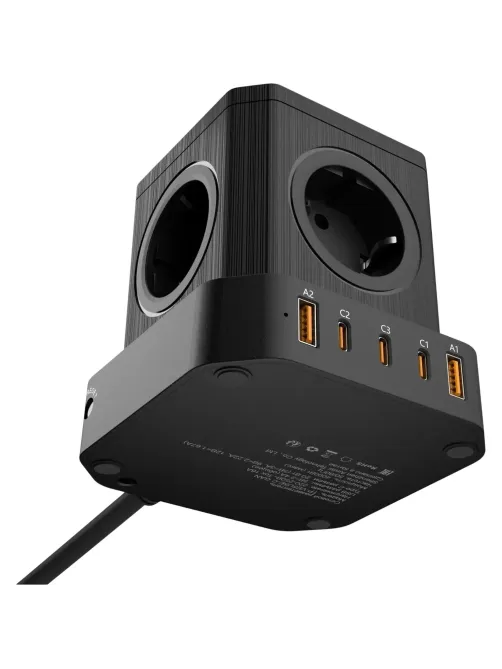 Сетевой фильтр AGNI 5р/2м, 2 USB +3 Type-C, чёрный(TP-VE5U5E-C-2m-black)