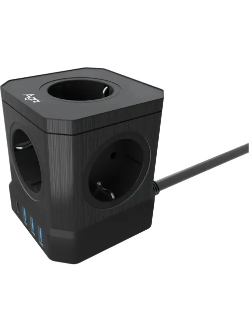 Сетевой фильтр AGNI  5р/2м,3USB 1TYPE-C,черный(TP-VE4U5E-C-2m-black)