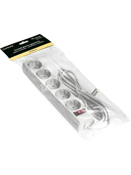 Сетевой фильтр ExeGate SP-5-10W 5р/10м, 10А/2,2кВт, белый(EX279182RUS)
