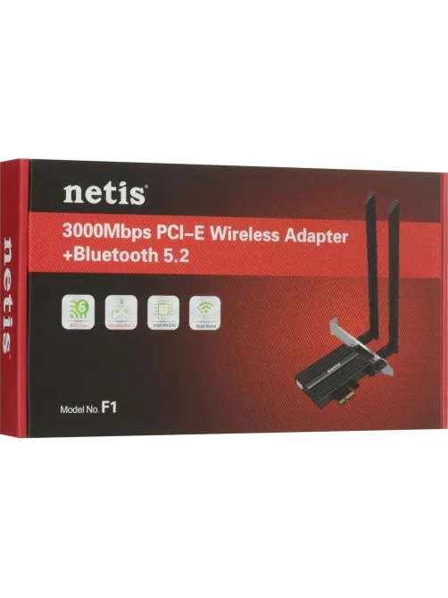 Сетевой адаптер WiFi Netis F1 AX3000 PCI Express + Bluetooth 5.2
