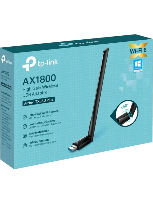 Сетевой адаптер Wi-Fi TP-Link Archer TX35U Plus AX1800 USB-адаптер Wi-Fi 6