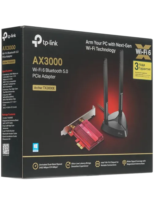 Сетевой адаптер Wi-Fi TP-Link Archer TX3000E AX3000 PCI-E BT 5.0