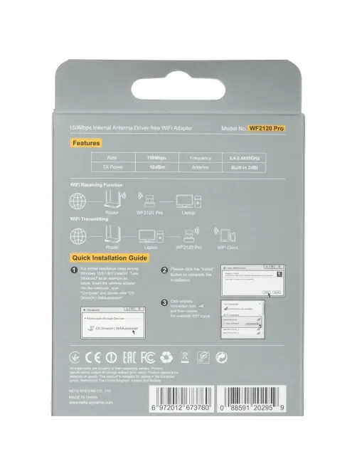 Сетевой адаптер WiFi Netis WF2120 Pro N150 USB 2.0