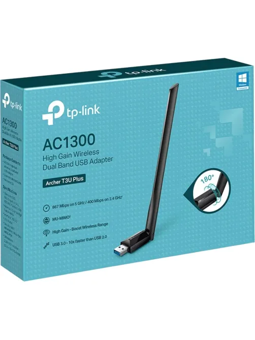 Сетевой адаптер TP-Link Archer T3U Plus,AC1300 двухдиапазонный,Wi-Fi,USB3.0