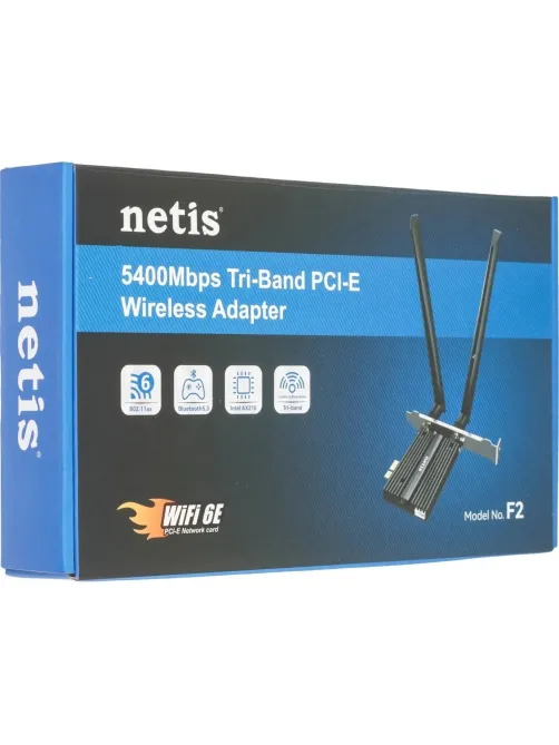 Сетевой адаптер WiFi Netis F2 АХ5400 PCI Express + Bluetooth 5.2