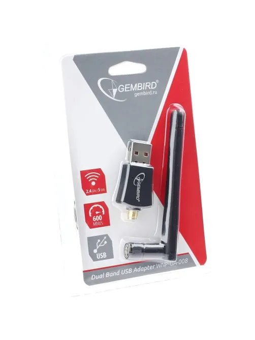 Сетевой адаптер Wi-Fi USB-адаптер Gembird, 600 Мбит,802.11b/g/n/ac/а