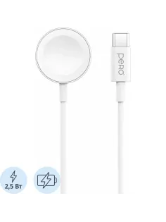 Зарядное устройство PERO беспр. TC19 USB-C для Apple Watch, магнитн, белое
