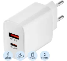 Зарядное устройство сетевое Rocket Space Pro 20W USB-A/C(RWC504WH20SPP-AC)