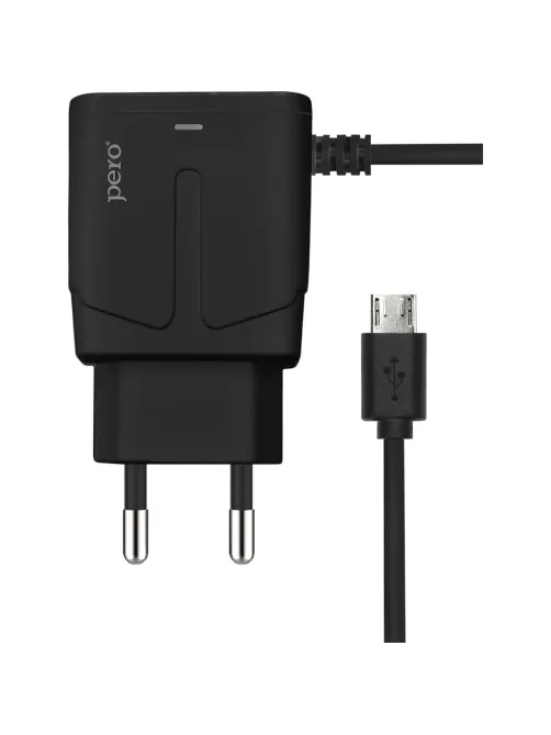 Зарядное устройство сетевое PERO TC04 1USB 2.1A + MICRO-USB CABLE черный