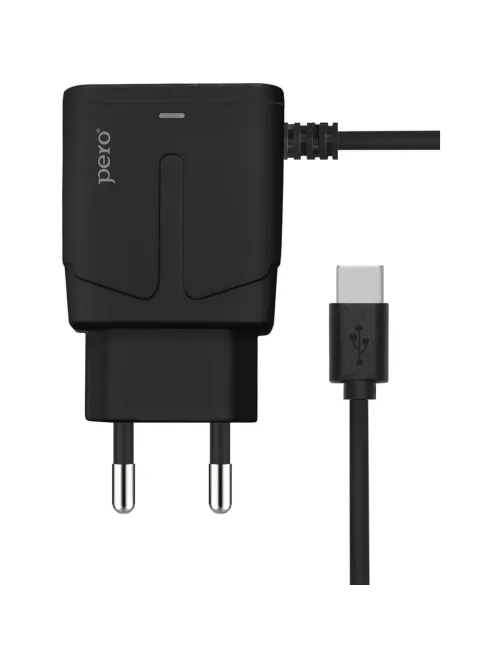 Зарядное устройство сетевое PERO TC04 1USB 2.1A + TYPE-C CABLE черный