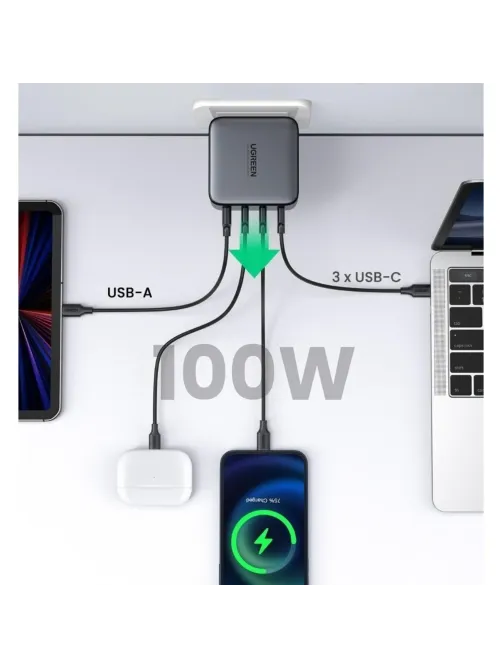 Зарядное устройство UGREEN сетевое USB A+3 USB C 100W GaN Fast Charg(40747)