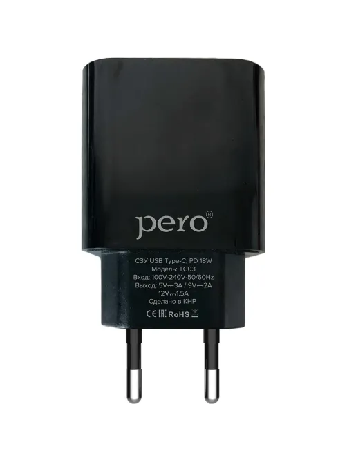 Зарядное устройство сетевое PERO TC03 PD 18W черный