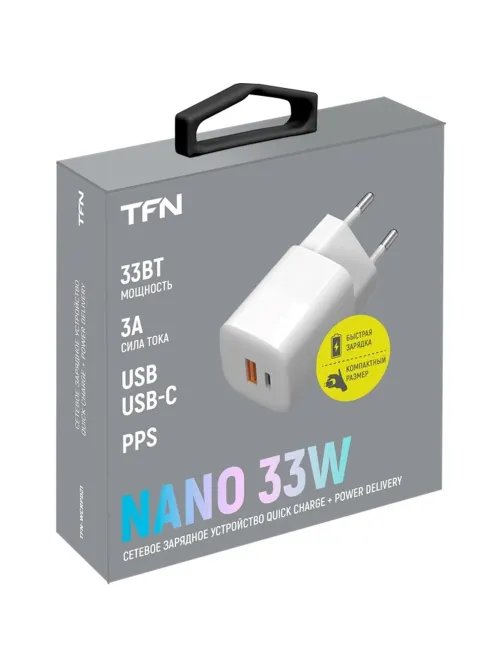 Зарядное устройство сетевое TFN nano A+C PD 33W white