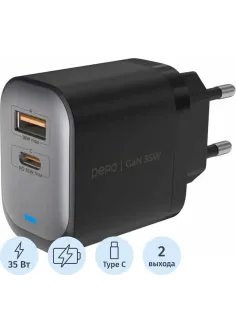 Зарядное устройство сет. PERO TC27 ULTIMATE GAN USB-A + USB-C, 35W черный