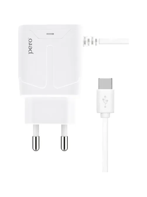 Зарядное устройство сетевое PERO TC04 1USB 2.1A + TYPE-C CABLE белый