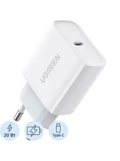 Зарядное устройство UGREEN сетевое USB C 20W PD, цвет белый (60450)