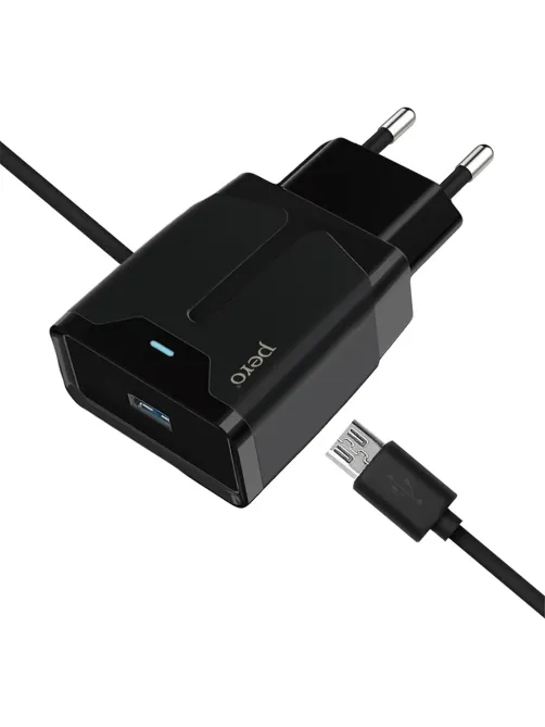 Зарядное устройство сетевое PERO TC04 1USB 2.1A + MICRO-USB CABLE черный