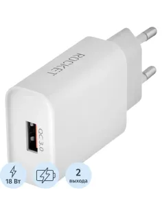 Зарядное устройство сетевое 18W USB-A+C Rocket Slot Combo(RWCC505WH18AC-A)