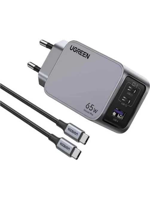 Зарядное устройство сет. UGREEN X755(25871)Nexode Pro 65W 3-Port+каб.1м сер