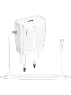 Зарядное устройство сетевое PERO TC04 1USB 2.1A + TYPE-C CABLE белый