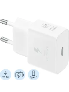 Зарядное устройство сетевое Samsung EP-T2510 25W Type-C  White + cable