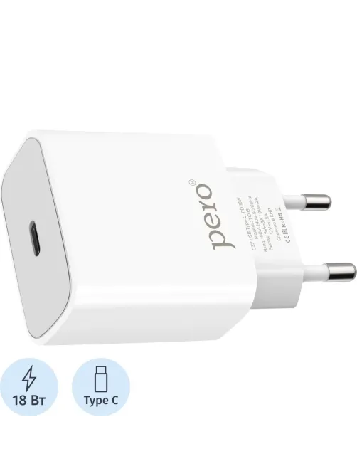 Зарядное устройство сетевое PERO TC03 PD 18W белый
