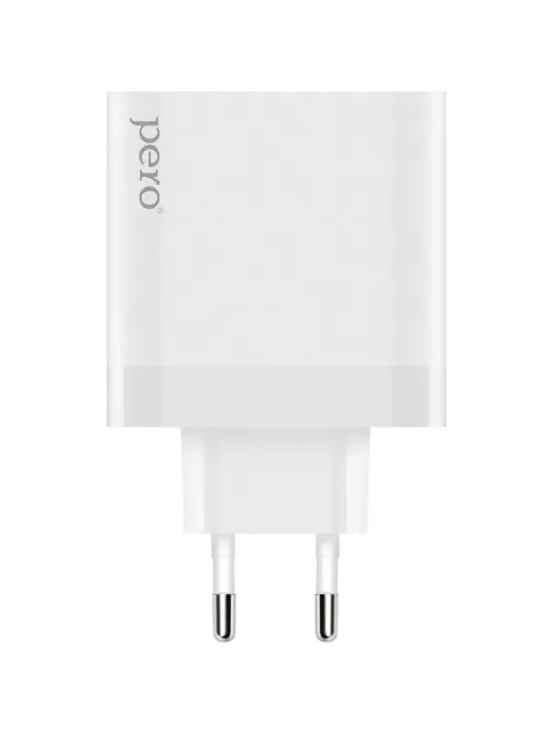 Зарядное устройство сетевое PERO TC17 USB-A QC 3.0 + 2х USB-C PD, 65W белый