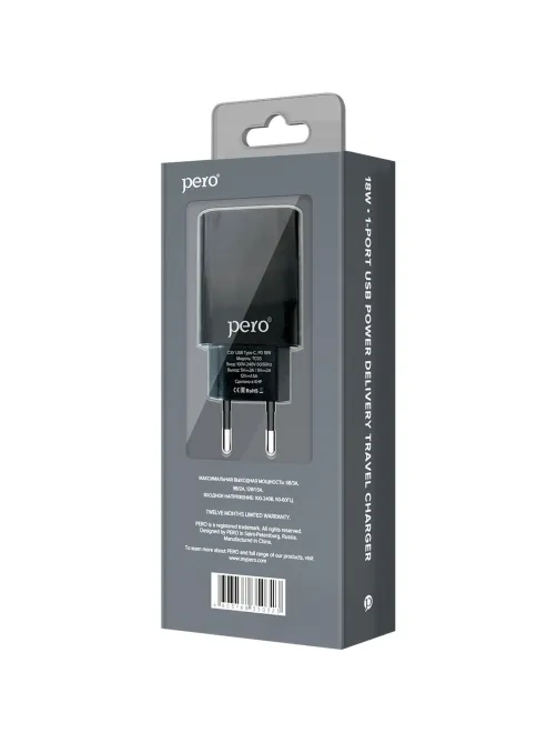 Зарядное устройство сетевое PERO TC03 PD 18W черный