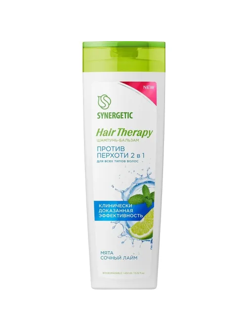 Шампунь бальзам SYNERGETIC Против перхоти 2 в 1 HAIR THERAPY 400мл