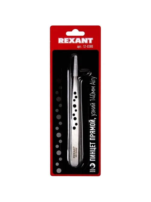 Пинцет прямой, узкий 140 мм Airy (блистер) REXANT (12-0380)