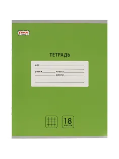 Тетрадь школьная А5, 18 л. клетка, Интенсив Зеленый, 10шт/уп арт.1711064