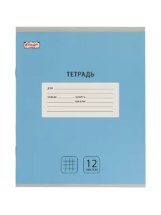 Тетрадь школьная А5, 12 л.клетка, Интенсив Голубой, 10шт/уп арт.1711047