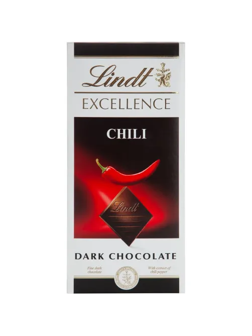 Шоколад LINDT темный с экстрактом перца чили, 100 гр