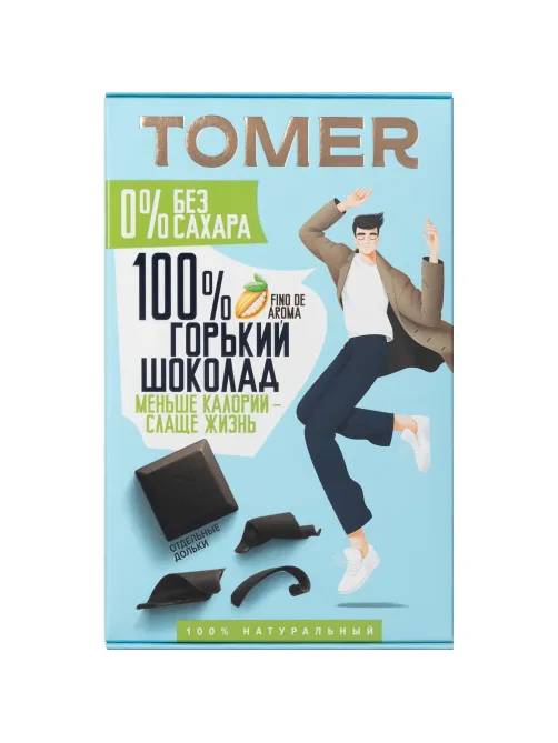 Шоколад Томер горький без сахара 100%, 70г