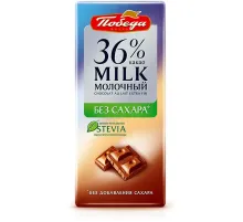 Шоколад Победа Вкуса Молочный без сахара 36% какао,100г