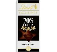 Шоколад LINDT горький содержание какао минимум 70%, 100 гр