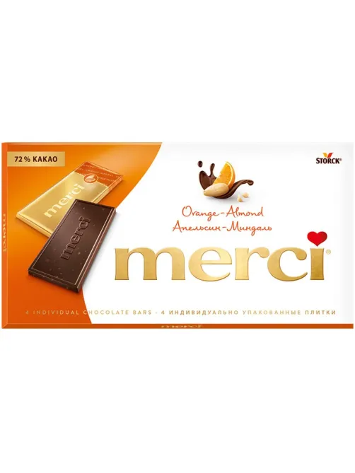Шоколад Merci Апельсин-миндаль, 100г