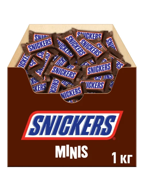 Шоколадный батончик Snickers Minis с карамелью, арахисом и нугой, 1кг
